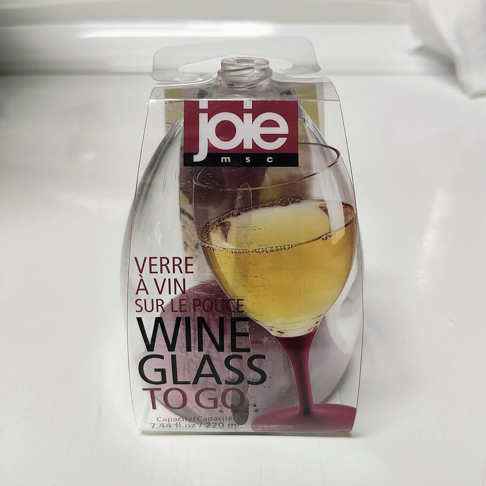 Travel Wine Glass by Joie - Compact w/ Burgundy Stem 7.44 Oz. BNWT!